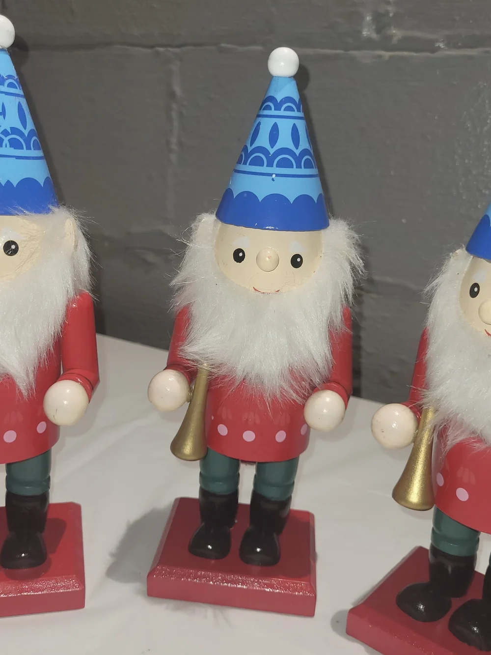 Holiday Gnome Nutcracker Figurine - Blue Hat, Red Coat